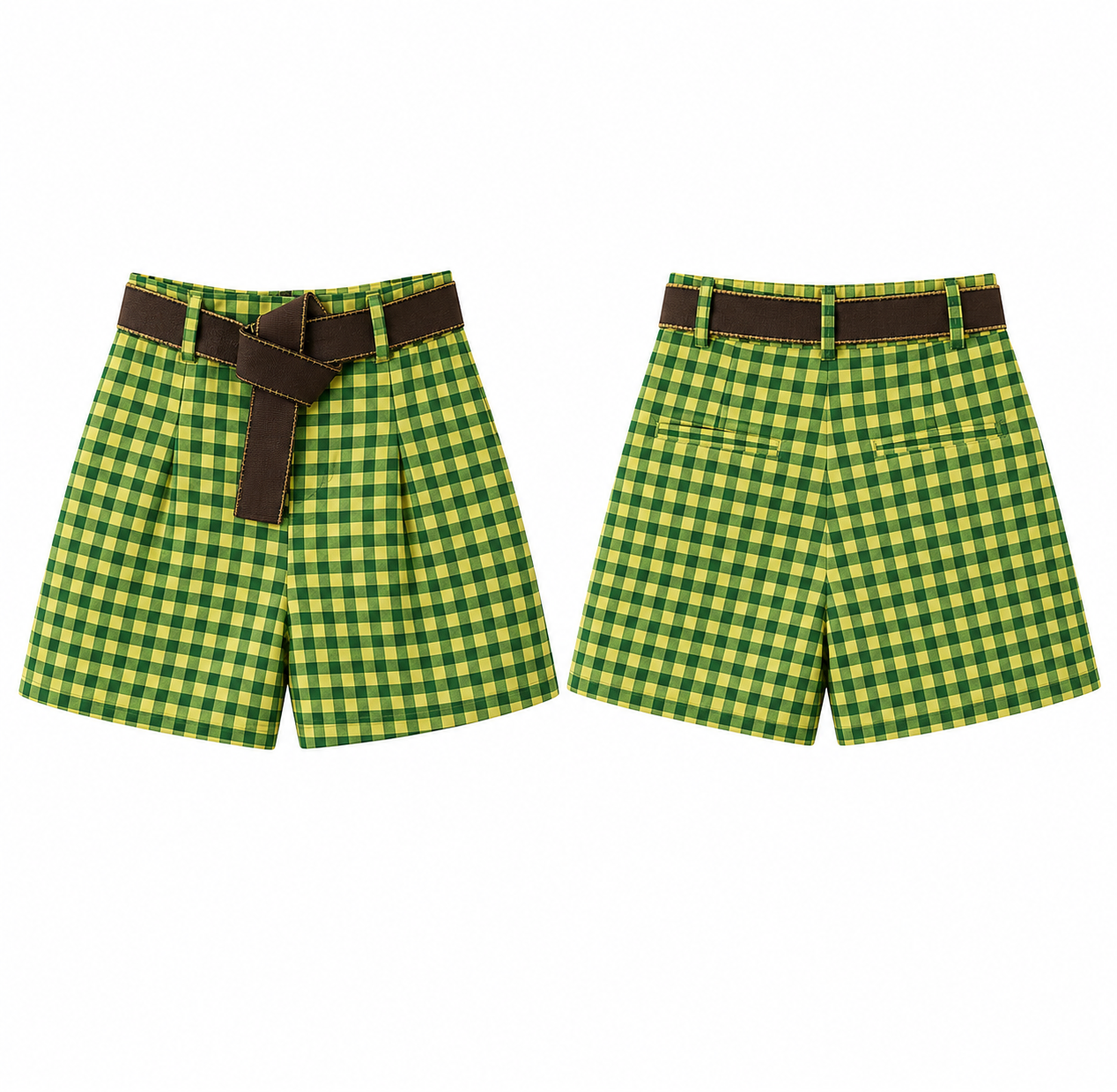 Gingham Green Short