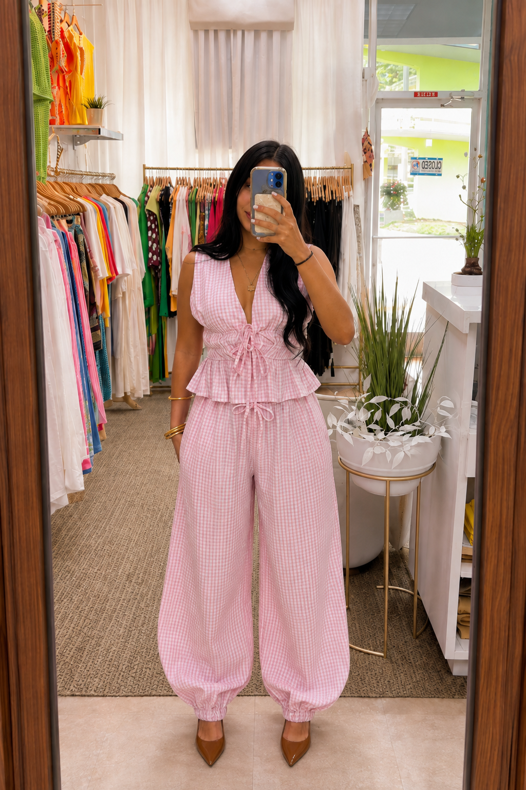 Set Gingham Pink