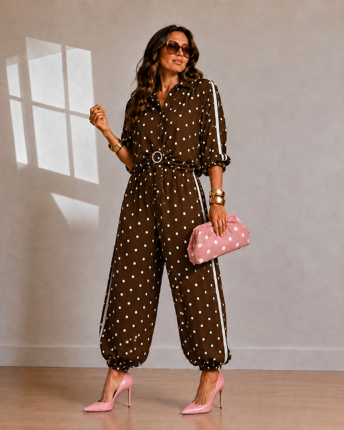 Travel Set Brown /Polka Dot