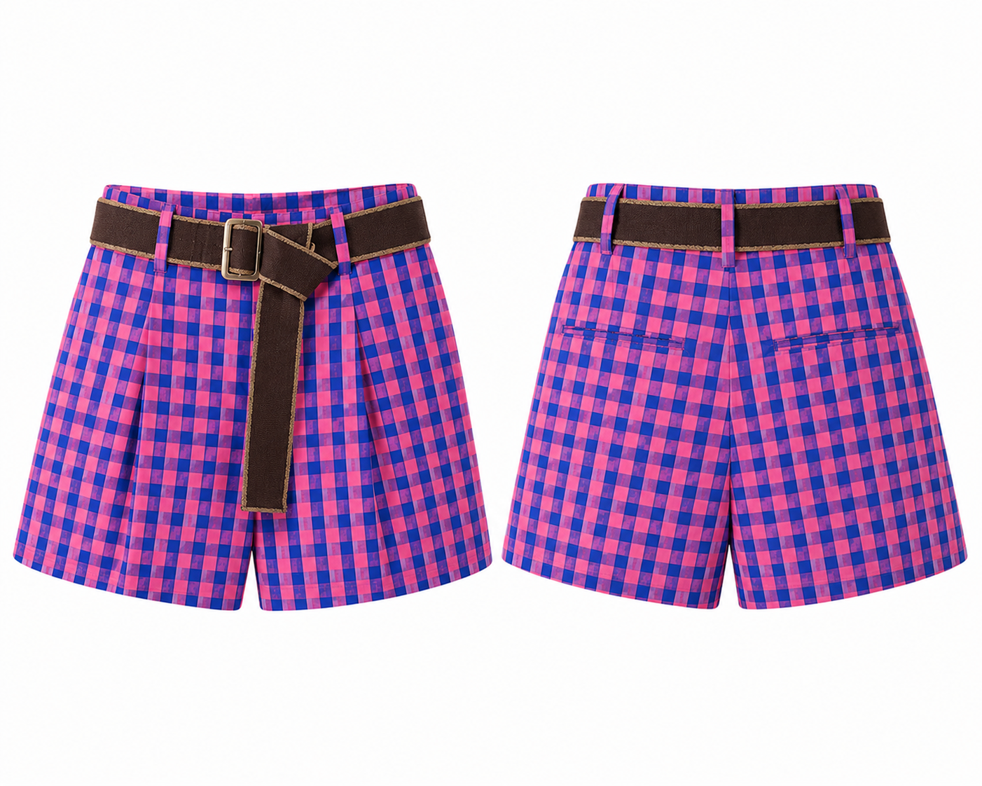 Gingham Magenta Short