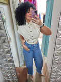 Linen crop top w buttons |Crop Top de Hilo con botones