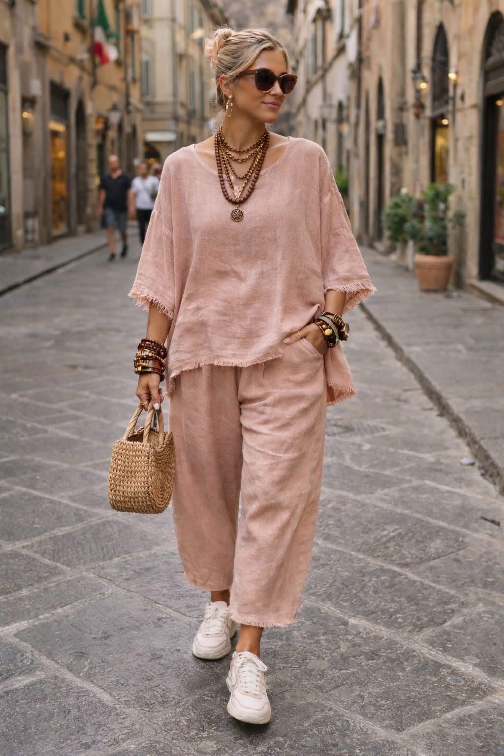 Salmon Linen Set Italy