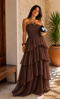 Brown Strapless Dress